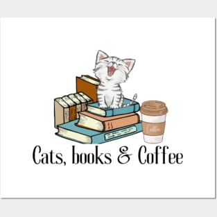 Cats, Books and Coffee Posters and Art